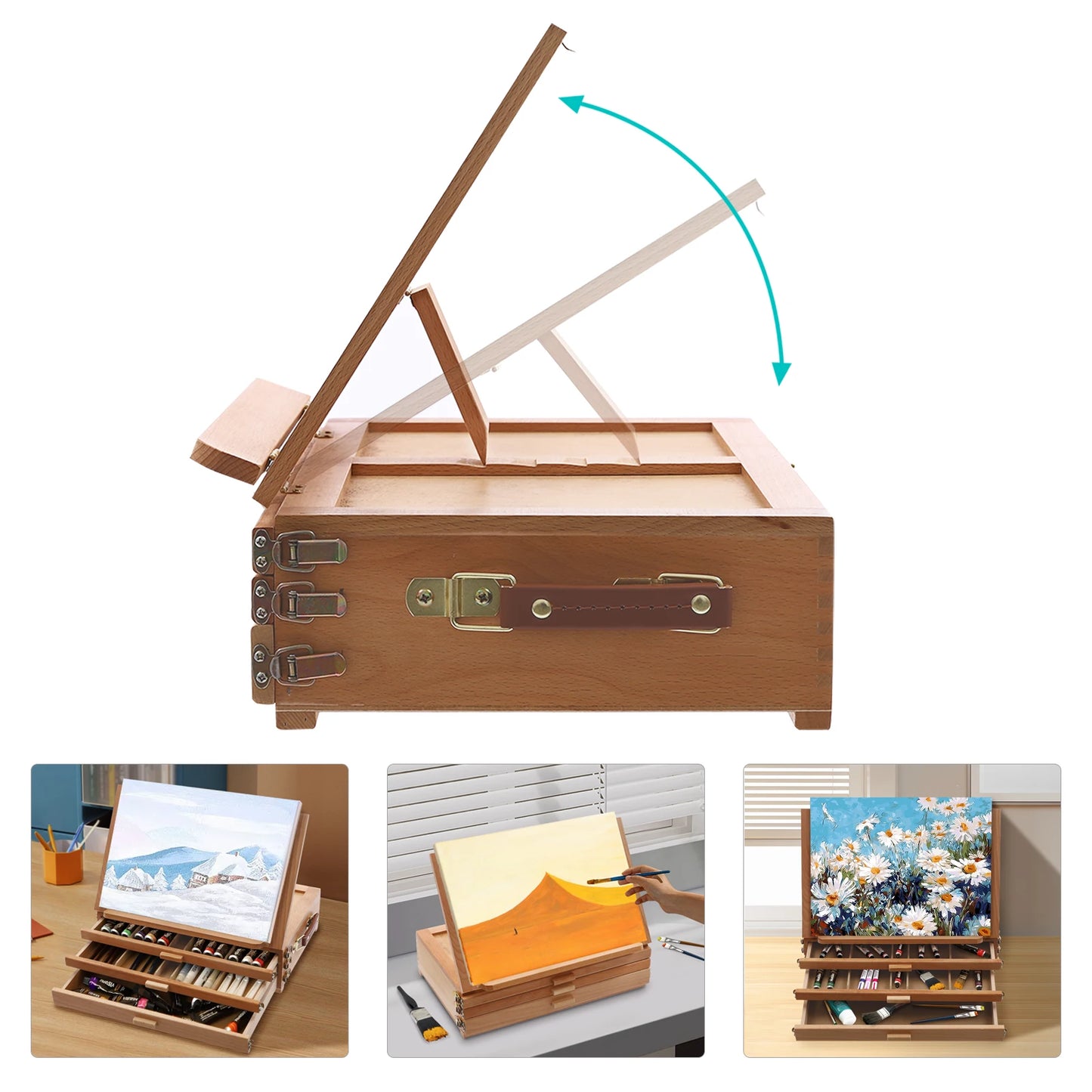 Wooden Painting Board Stand with Storage Drawers for Artists