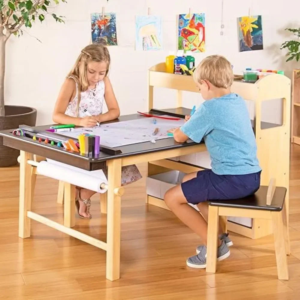 Deluxe Kids Art Center Table With Storage And Paper Roll