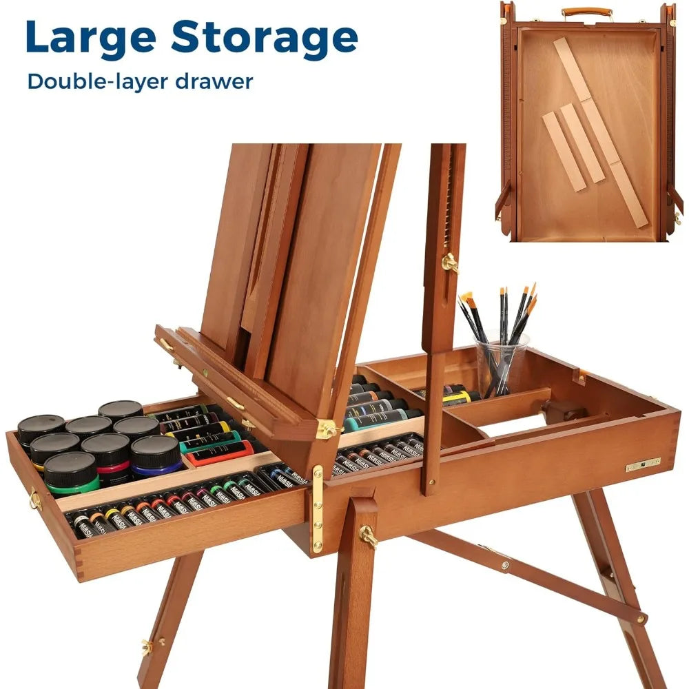 Portable French Easel Travel Stand With Palette Storage