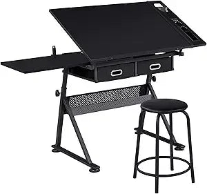 XMSJ Height Adjustable Drafting Table with Tilting Tabletop