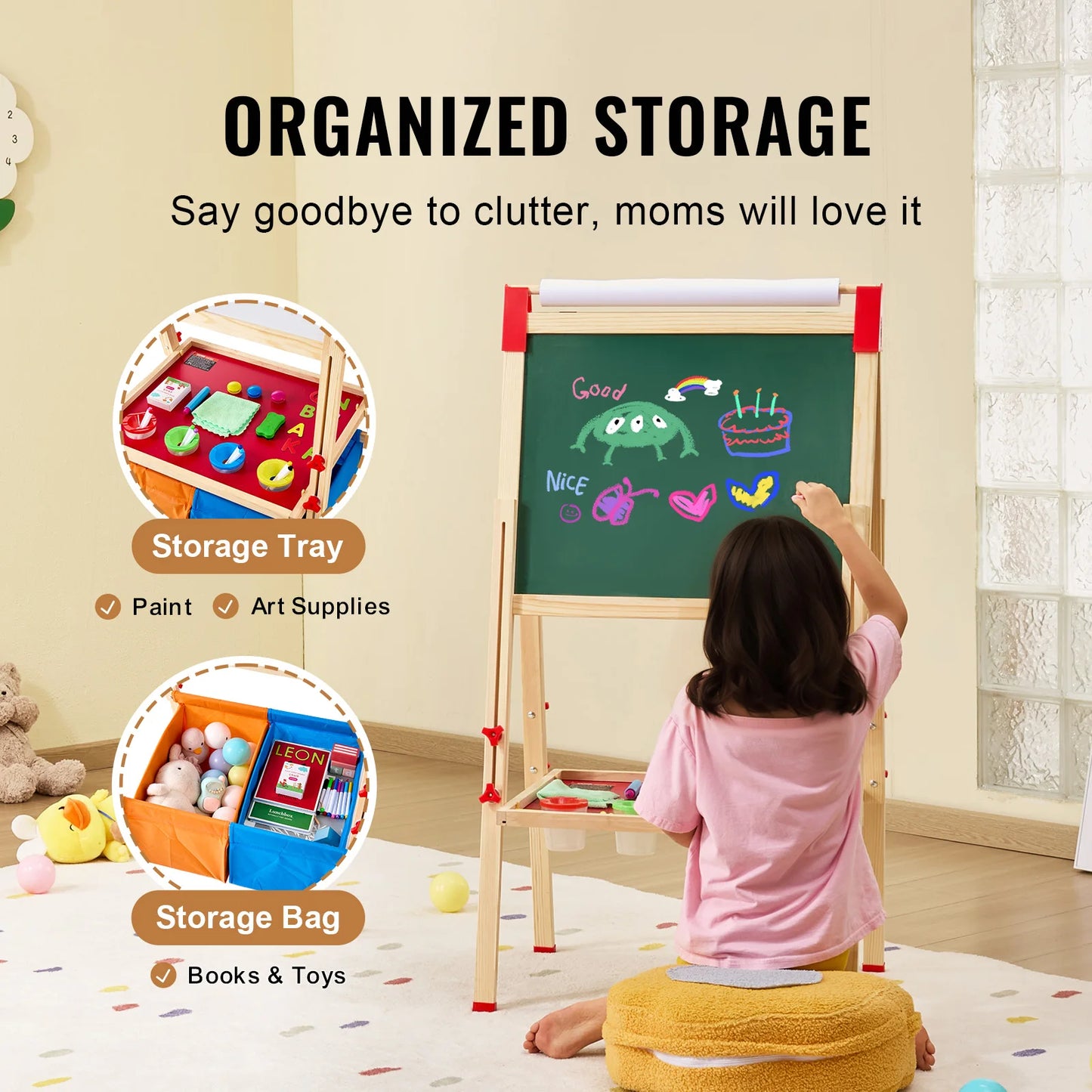Magnetic Drawing Board Standing Art Easel Educational Kids