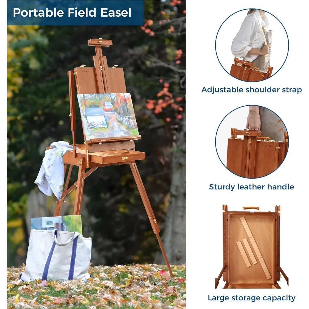 Portable French Easel Travel Stand With Palette Storage