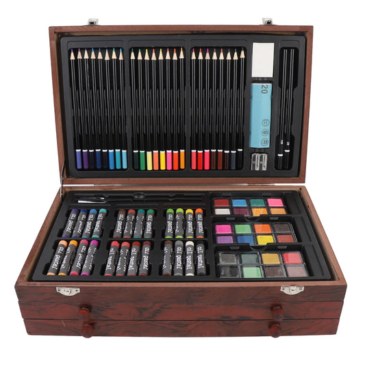 Topincn Wooden Art Set 142 Pcs Pencils Crayons Sketchbooks