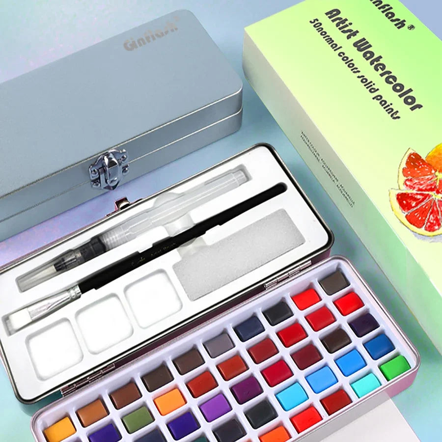 Ginflash Watercolor Paints Set 50 90 Colors Portable Pen