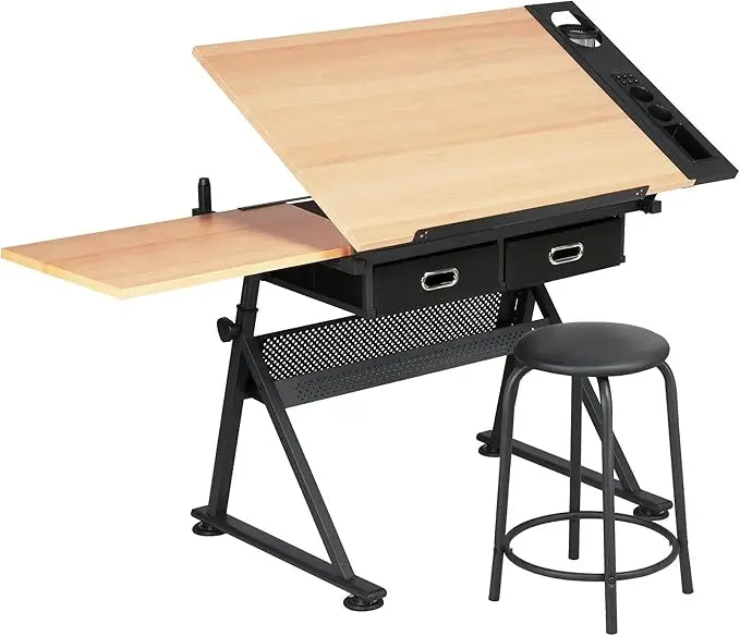XMSJ Height Adjustable Drafting Table with Tilting Tabletop
