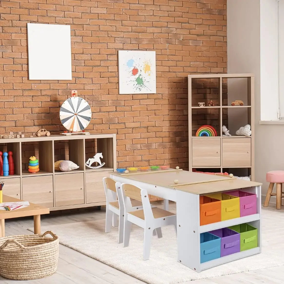 Convertible Kids Art Table And Easel With Storage Bins