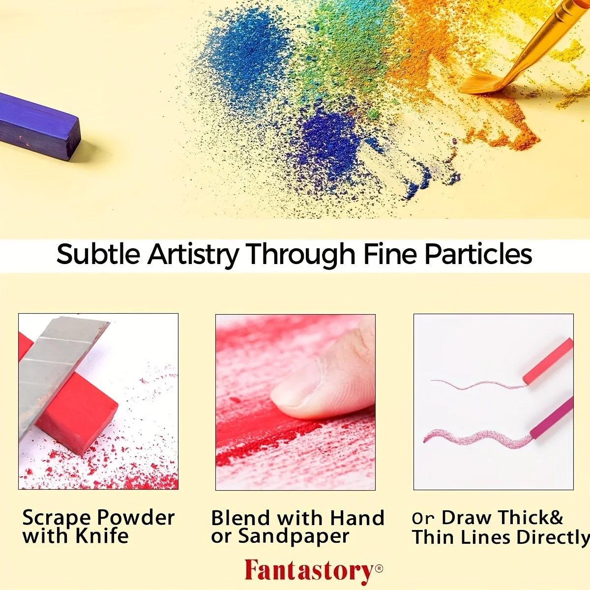 Fantastory 72 Colors Soft Chalk Pastels Set Non Toxic