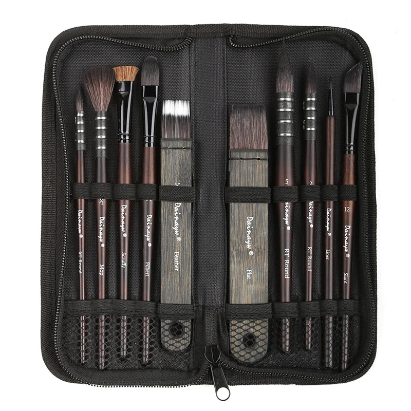 Dainayw Watercolor Brush Set Mixed Hair Mop Brushes Pack