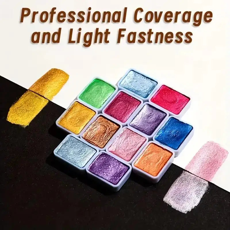 Premium Metallic Watercolor Set With High Pigment Quality