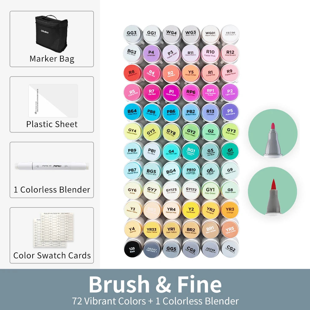 Ohuhu Honolulu Alcohol Refillable Dual Tip Art Markers Set