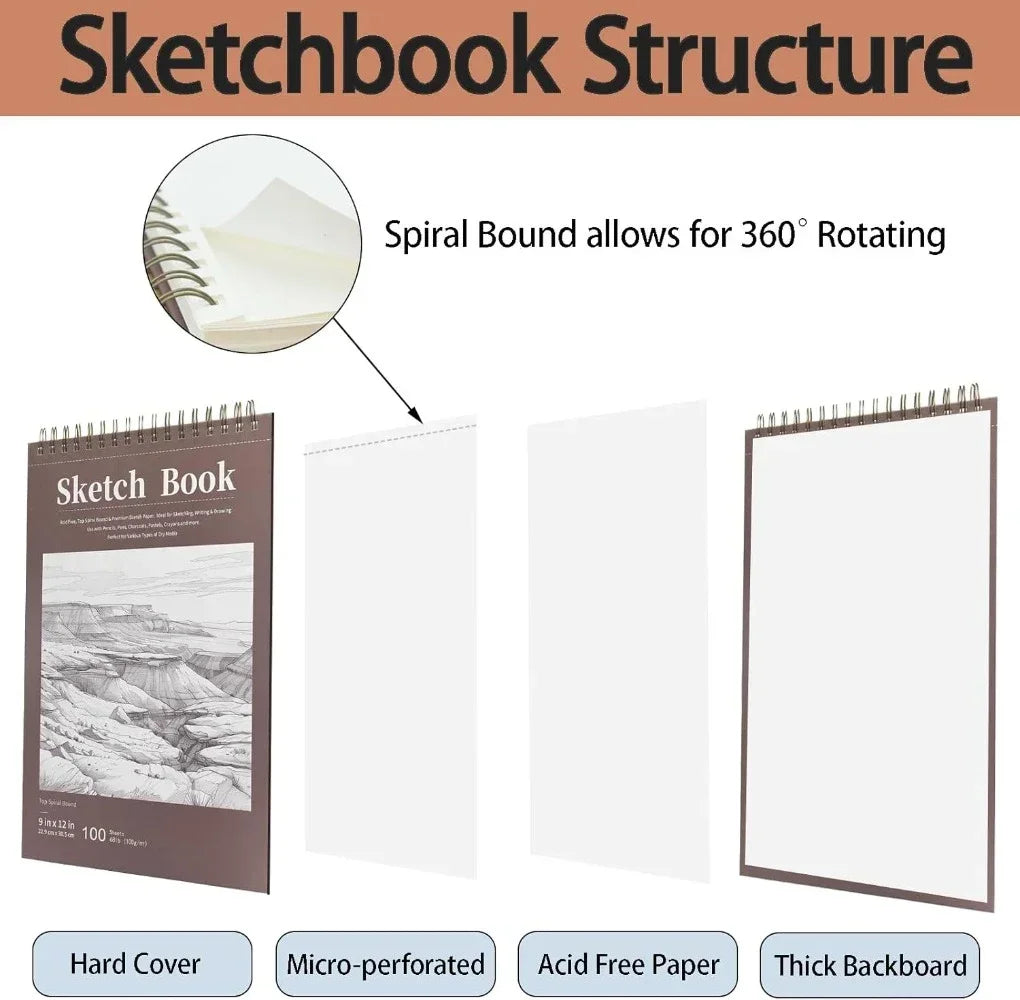Hign Concerned Sketchbook Spiral Drawing Paper 100 Sheets