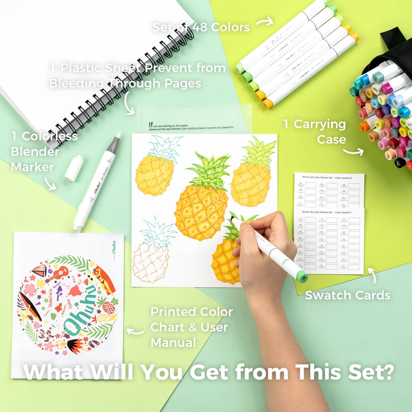 Ohuhu Honolulu Alcohol Dual Tip Marker Set For Artists