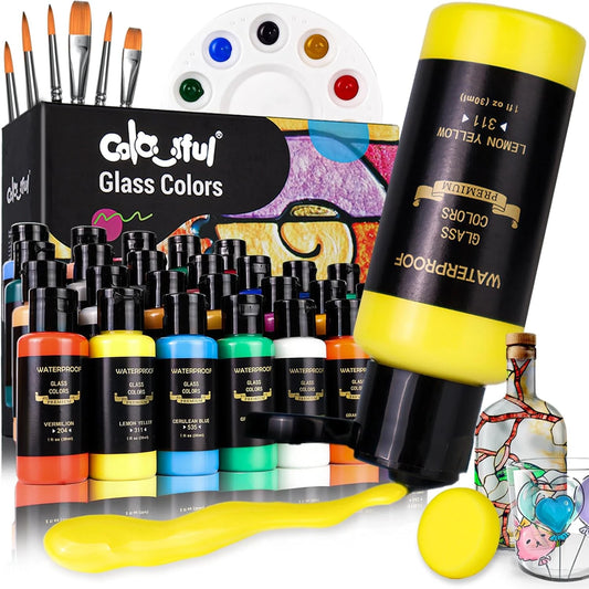 Stain Glass Paint Kit Waterproof Permanent For Glass Art