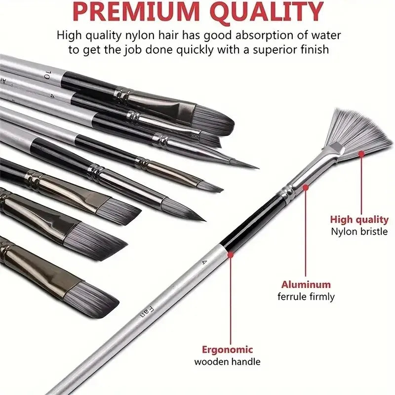 Premium Artist Paint Brush Set For Acrylic Oil Watercolor
