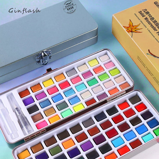 Ginflash Watercolor Paints Set 50 90 Colors Portable Pen