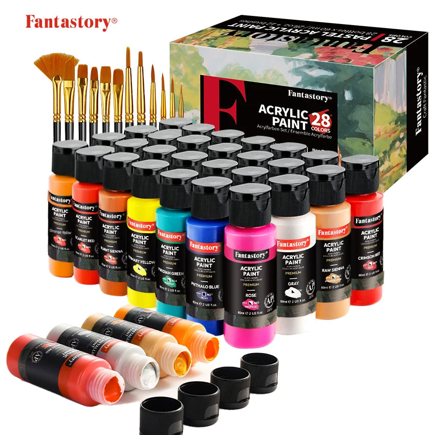 Professional Acrylic Paint Set With Brushes For Crafts
