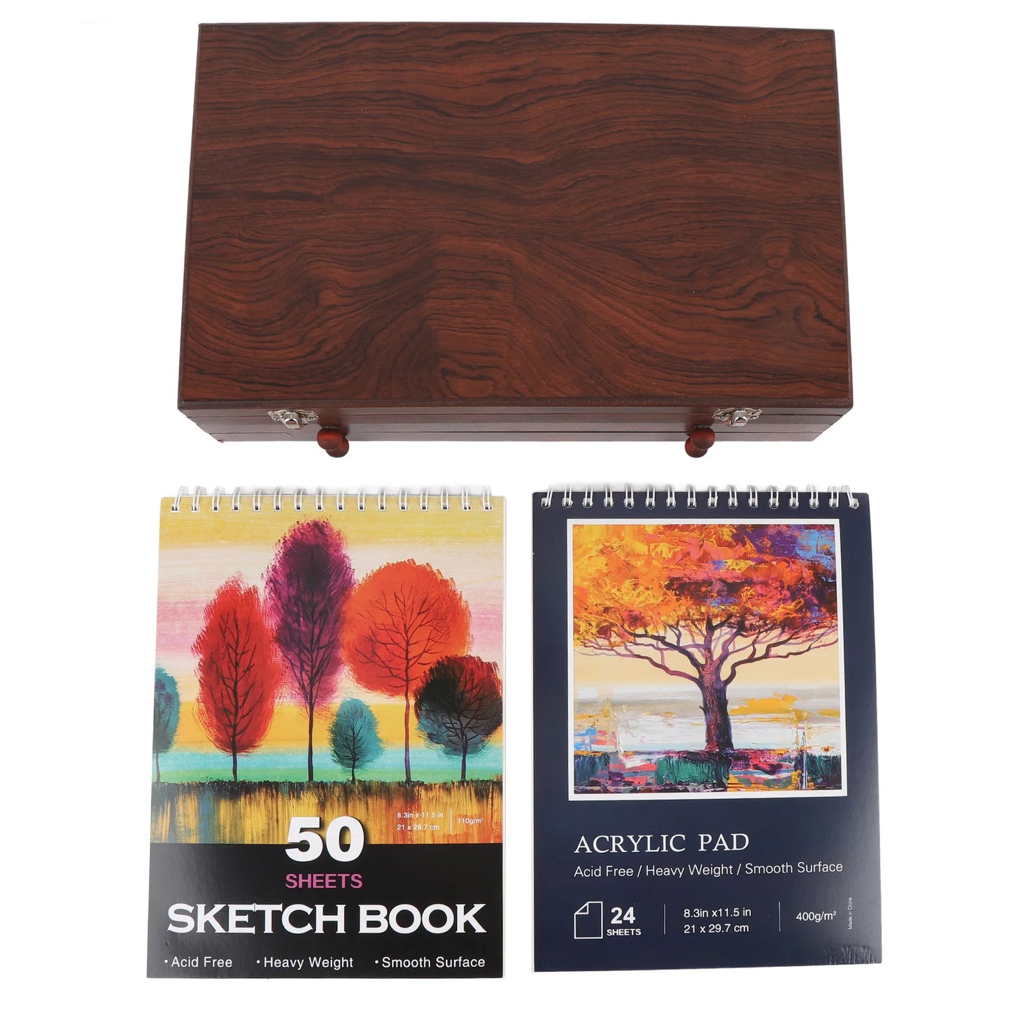 Topincn Wooden Art Set 142 Pcs Pencils Crayons Sketchbooks