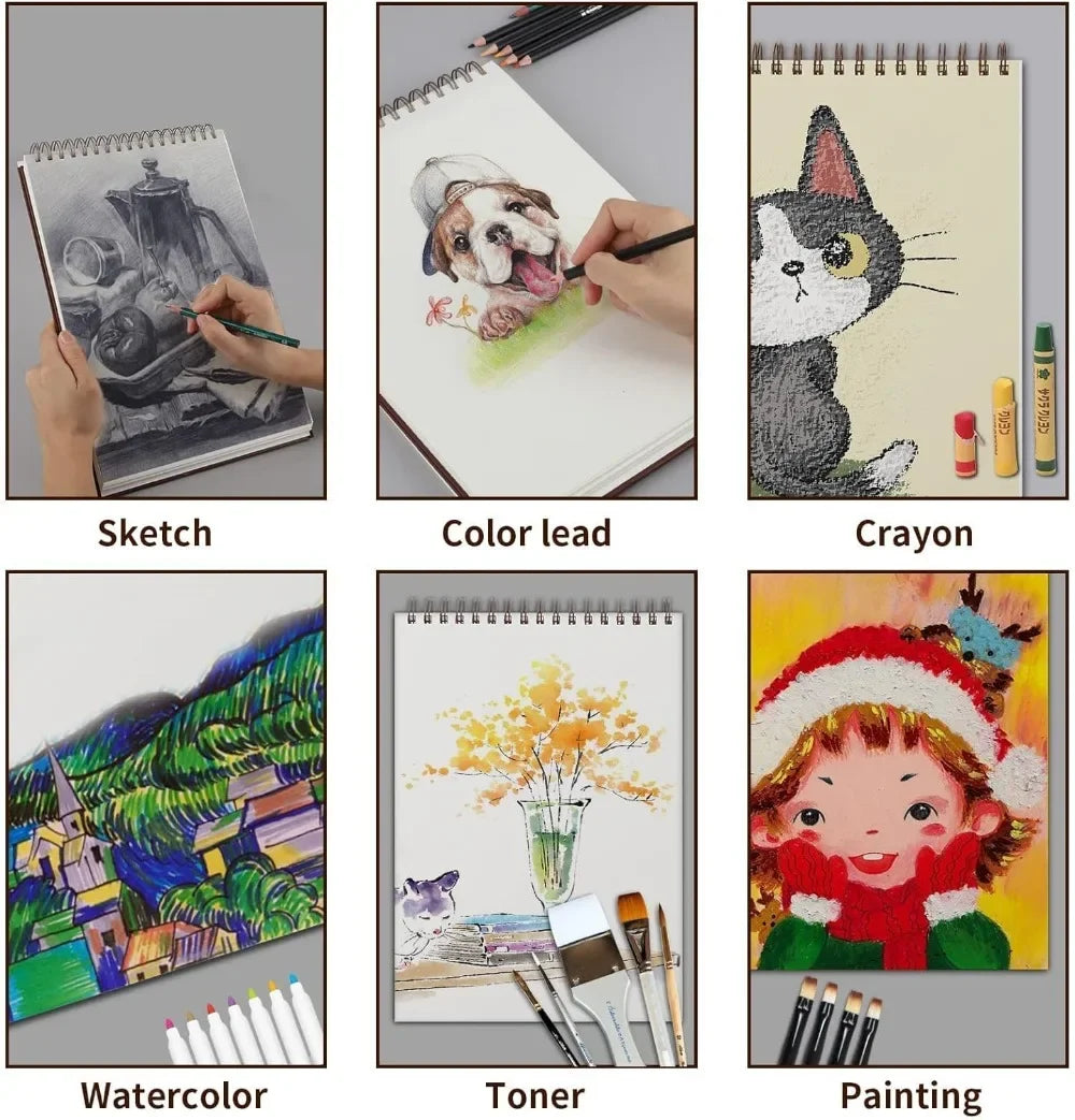 Hign-concerned Spiral Bound Hardcover Sketchbook Heavy Duty