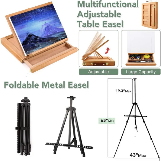Hign Concerned 166 Painting Set With 96 Paints And Easels