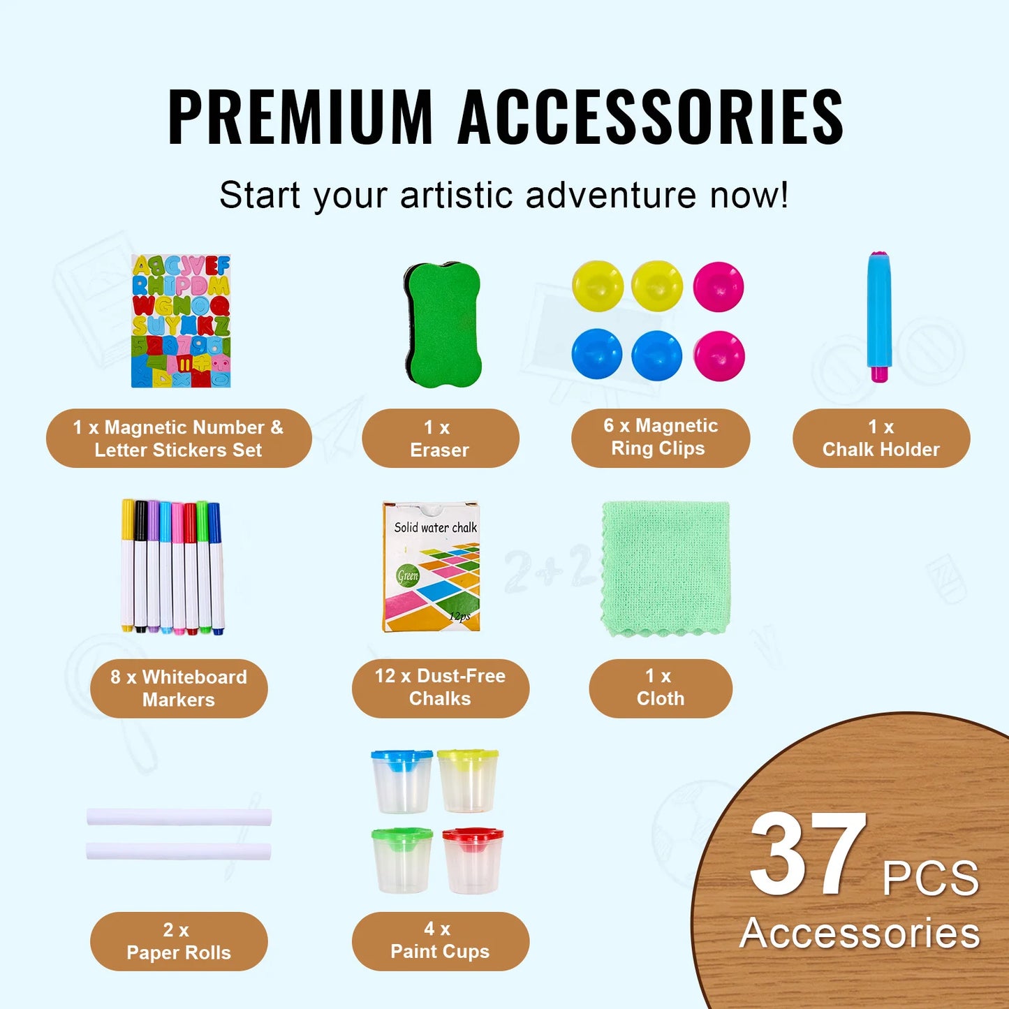 Magnetic Drawing Board Standing Art Easel Educational Kids