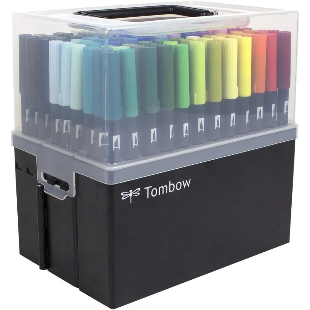 Hign-concerned Dual Brush Pen Markers 108 Color Set Case