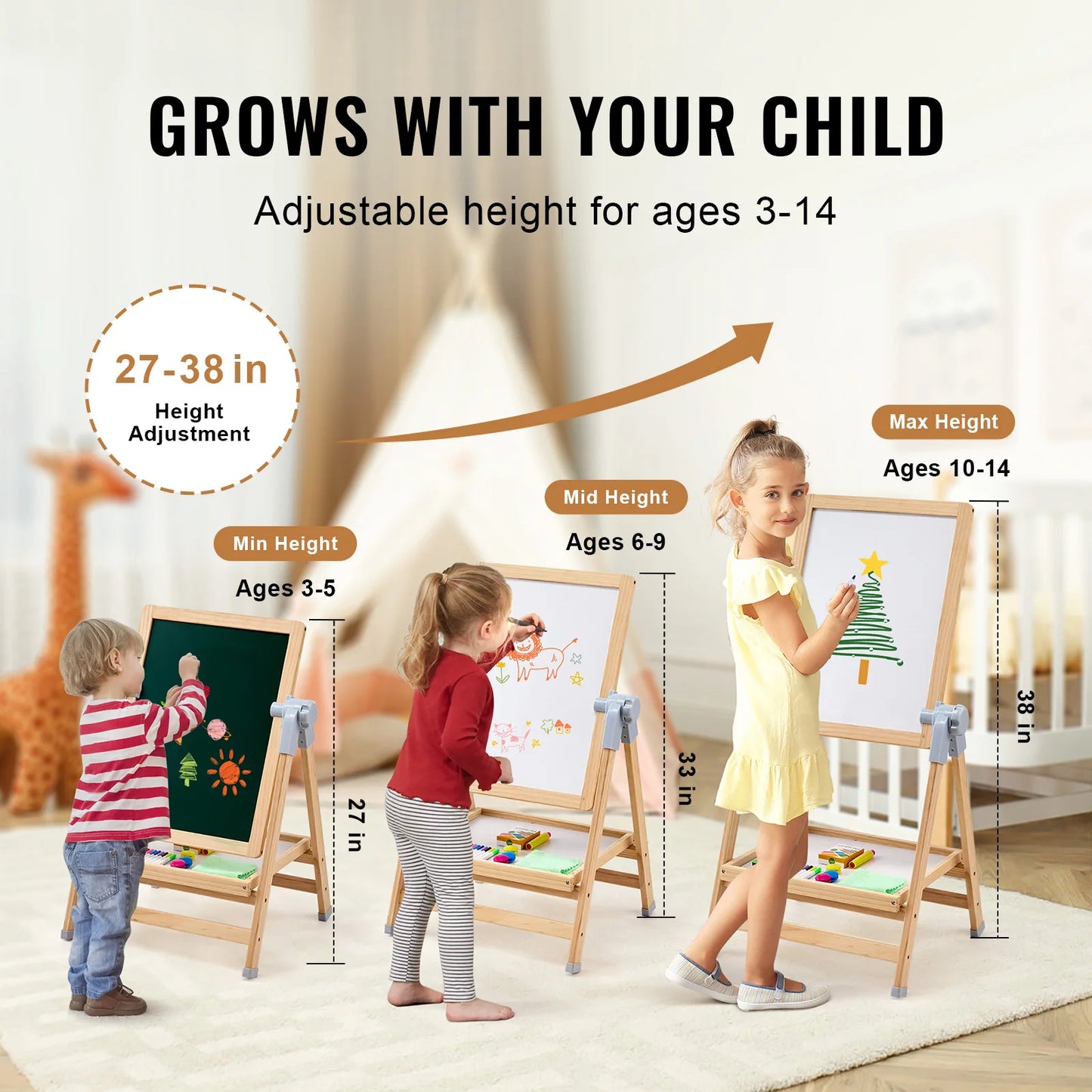 Magnetic Drawing Board Art Easel for Kids Educational Fun