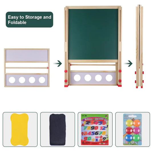 All In One Wooden Kids Art Easel With Magnetic Eraser