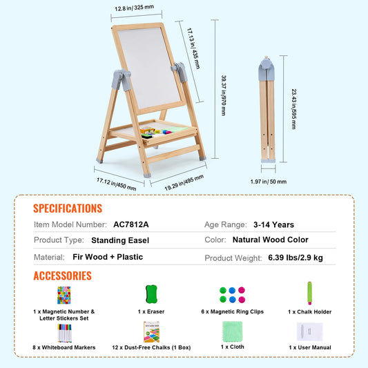 Magnetic Drawing Board Art Easel for Kids Educational Fun
