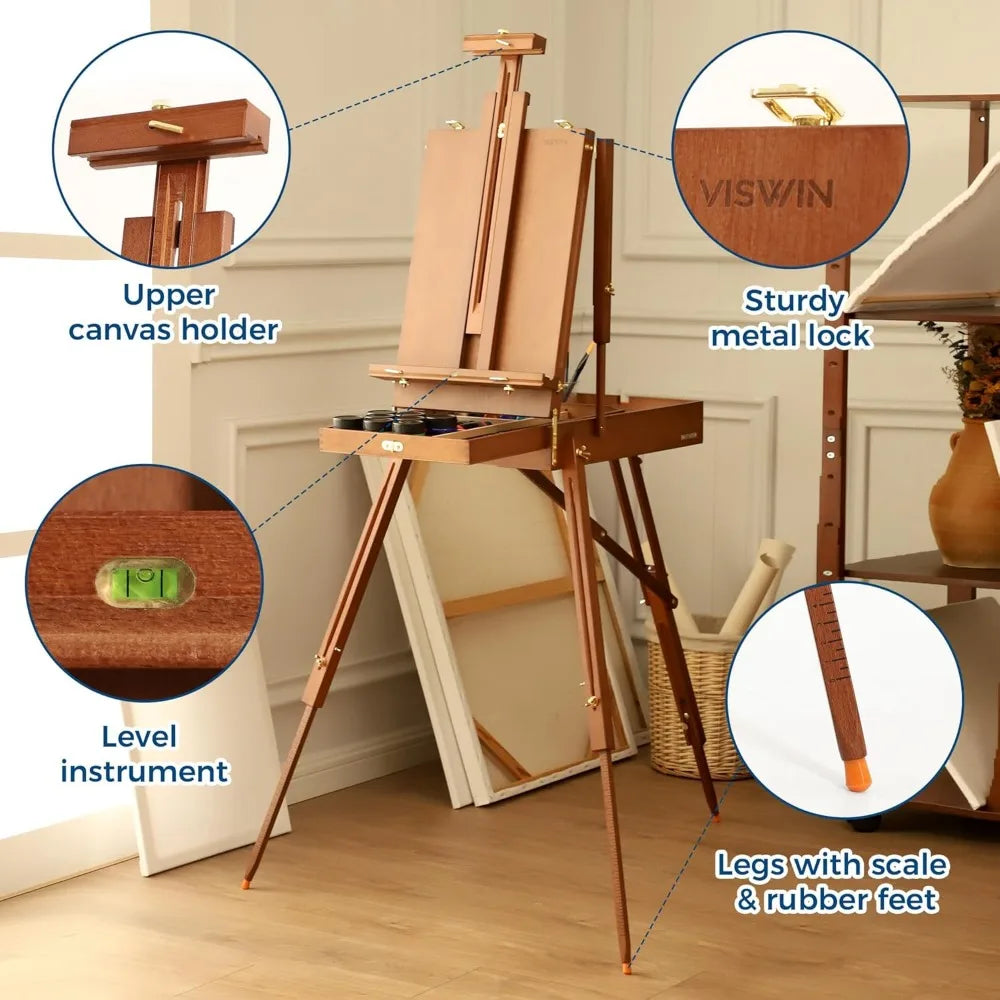 Portable French Easel Travel Stand With Palette Storage