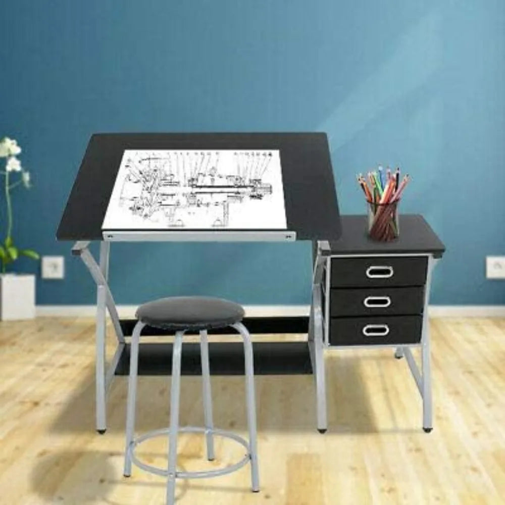 Home Office Drafting Table With MDF Top And Drawers