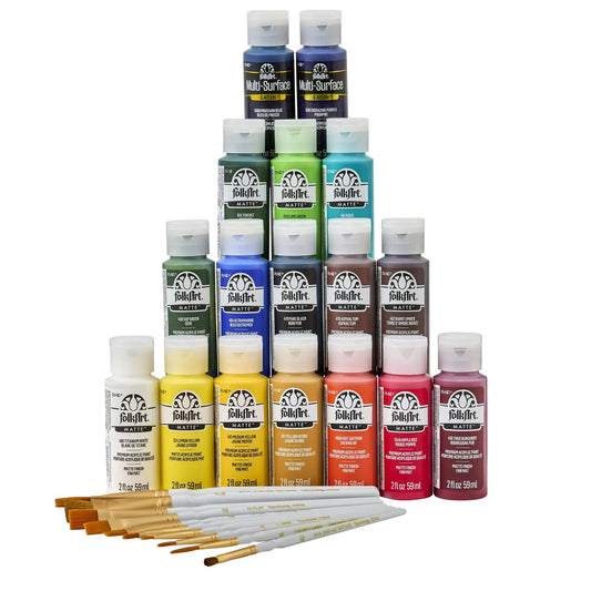 FolkArt Art Talk Beginner Acrylic Painting Kit With Brushes
