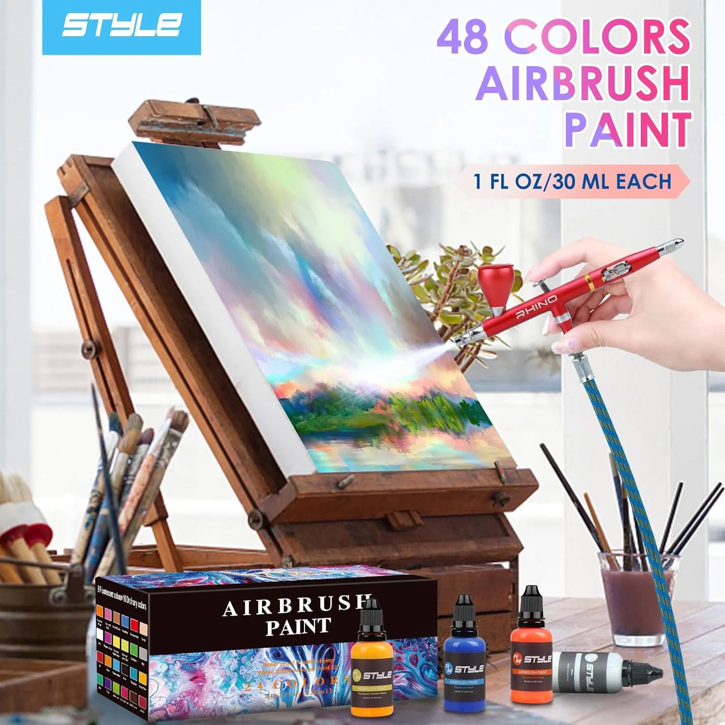 48 Color Airbrush Paint Set for Creative Projects