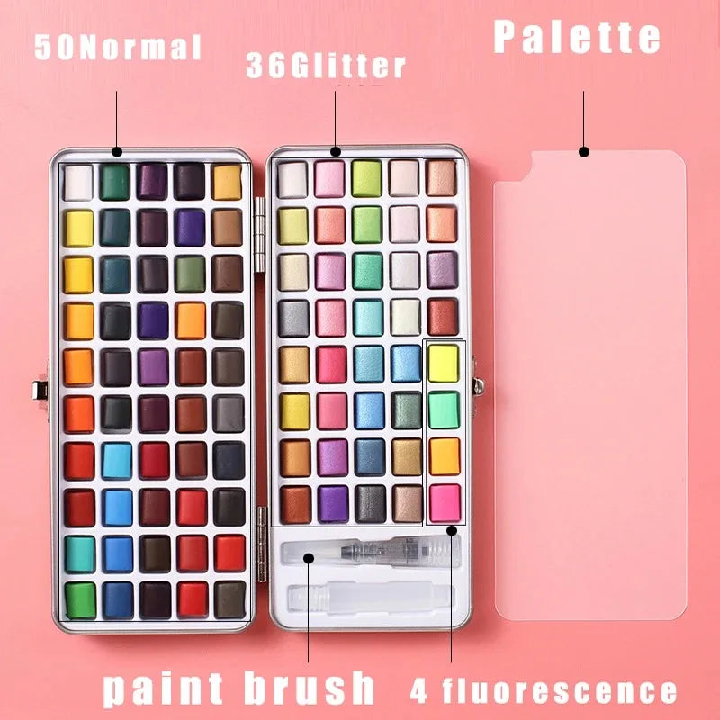 Ginflash Watercolor Paints Set 50 90 Colors Portable Pen