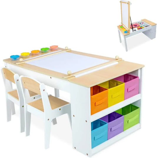 Convertible Kids Art Table And Easel With Storage Bins