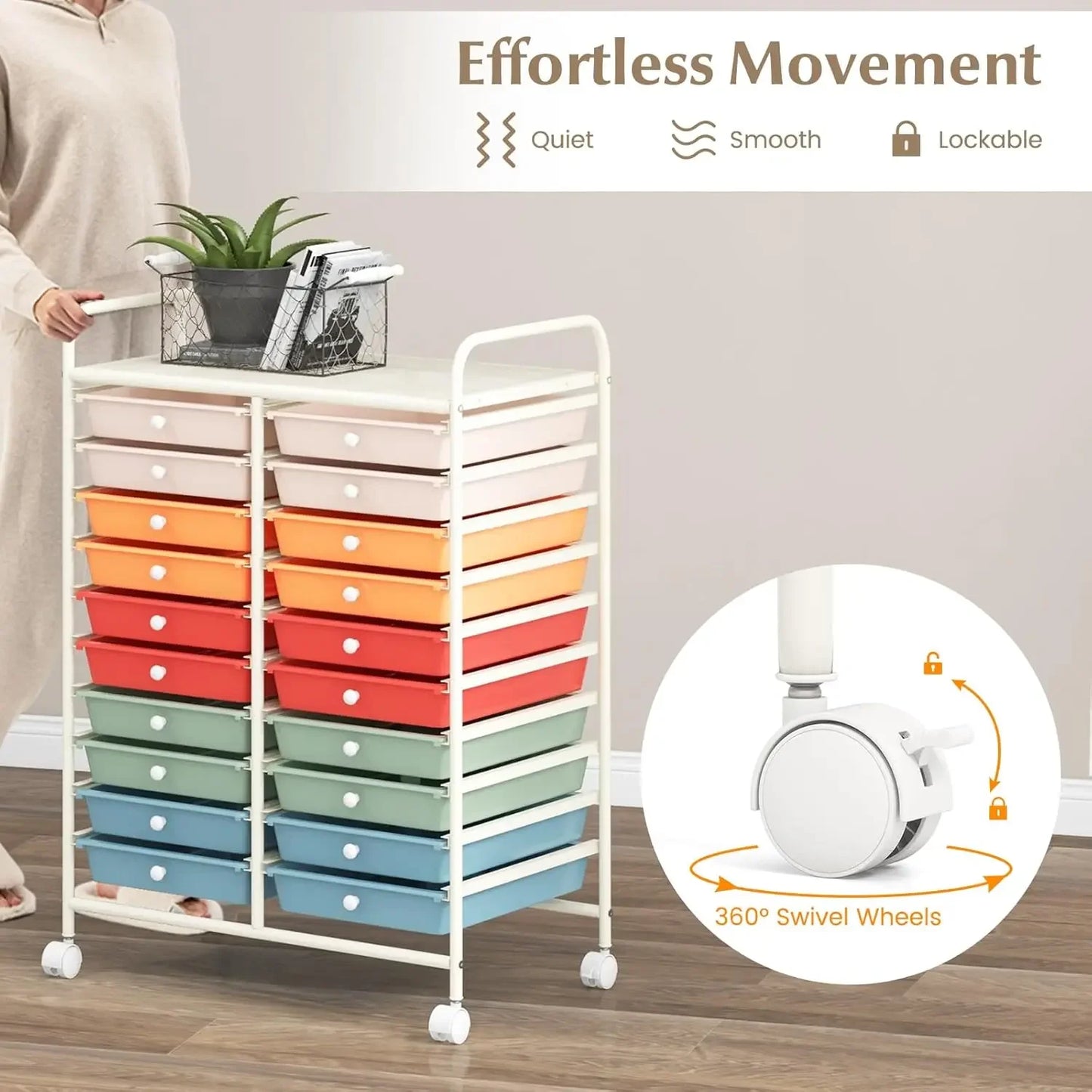 Mobile Multi Drawer Storage Cart For Crafts And Office