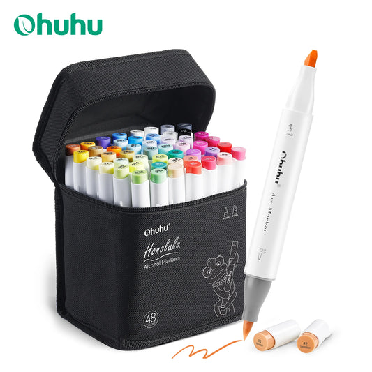 Ohuhu Honolulu Alcohol Dual Tip Marker Set For Artists