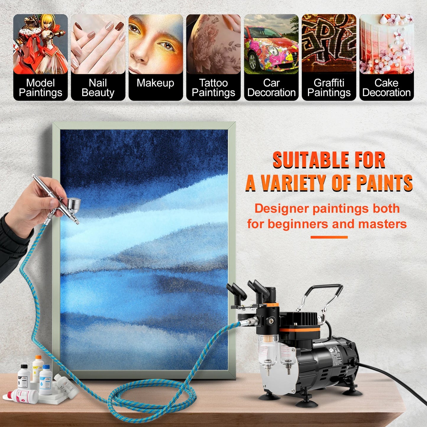 Professional Dual Action Airbrush Kit For Makeup And Nails