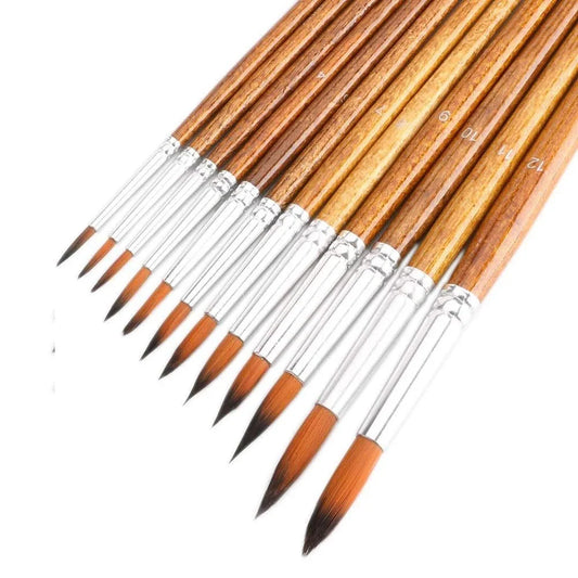 Hair 12 Pcs Artist Paint Brush Set Versatile Pointed Tips