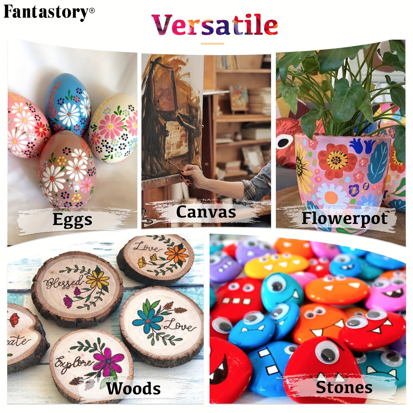 Acrylic Paint Set With 12 Brushes For Creative Art Projects