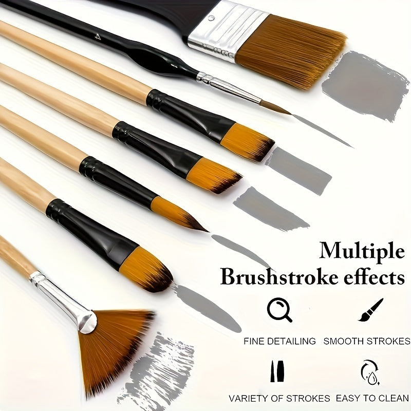 Nylon Brush Art Set for Acrylic Oil and Watercolor Painting