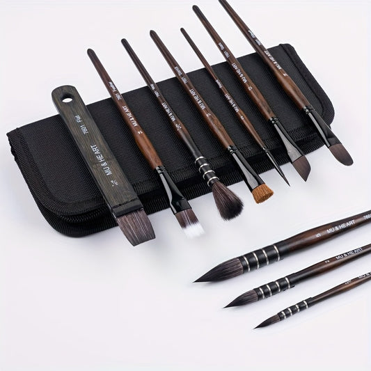 Professional Bamboo Artist Brushes Set for Watercolor and Acrylic