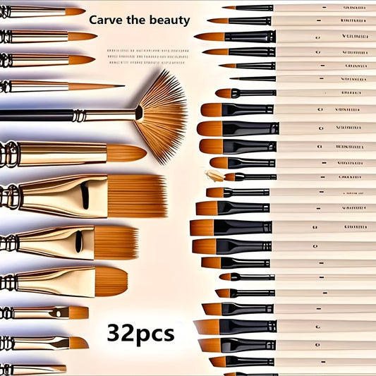 Nylon Brush Art Set for Acrylic Oil and Watercolor Painting